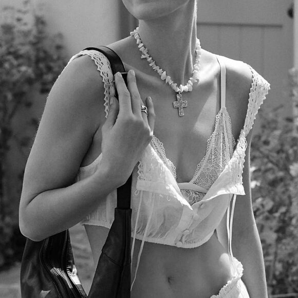 NWOT Free People Bright Eyes Bralette Blue Lace Sheer Flirty Romantic Adjustable - Picture 8 of 16